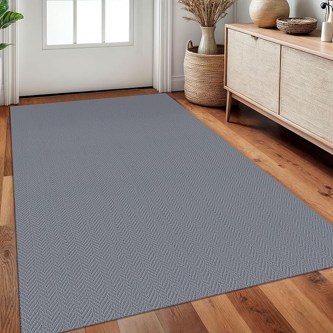 3x5 Ft Braided Area Rug Washable Rugs for Entryway Throw Rugs with Rubber Backing Boho Door Mat Indoor Entrance Cotton Kitchen Mats Woven Front Door Carpet for Foyer Living Room, Grey