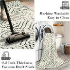 Wonnitar Moroccan 3x5 Area Rug, Washable White Non-Slip Entry Rug, Farmhouse Rustic Small Living Room Rug Tribal Non-Shedding Throw Mat Indoor Floor Carpet for Kitchen Bedroom Mud Room (Beige,3'x5')
