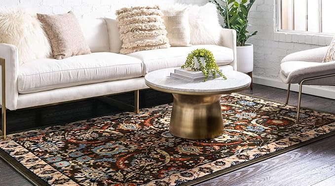 Unique Loom Espahan Collection Area Rug - Cape Cod (7' 1" x 10' Rectangle, Green/ Black)