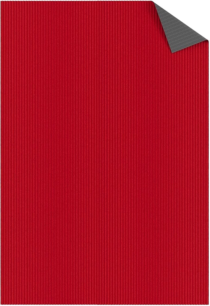 Ottomanson 6'6" x 50' Hallway Runner with Scraper Pile Extra Durable Non-Slip Rug Mat for Indoor & Outdoor Use - Ideal for Kitchen, Entryway, Patio & Garage - High-Traffic Carpet, Red