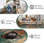 Moynesa Tiger Washable Rugs, 8x10 Area Rugs for Living Room, Soft Large Vintage 8x10 Bedroom Green Rug, Botanical Non Slip Ultra Thin Floor Carpet for Dining Room Home Office
