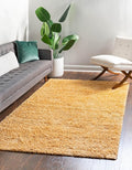Unique Loom Davos Shag Collection Area Rug - Solid (10' x 14' 1" Rectangle, Sun Yellow)