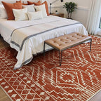 Wonnitar Moroccan 6x9 Area Rugs, Washable Brown Rugs for Living Room, Large Soft Bedroom Throw Rug, Non-Slip Stain Resistant Thin Boho Floor Carpet for Dining Room Home Office Decor (Brown,6'x9')