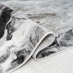Abani Regal Collection Area Rug - Abstract Grey Black Marble Swirl Design - 5' x 8' - for Living Room, Bedroom & Office Washable