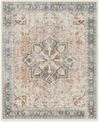 RUGGABLE Washable Vintage Area Rug – Kamran Coral 8x10, Stain-Resistant, Non-Slip – Large Machine Washable Rugs for Living Room, Bedroom, Hallway, Entryway & Office–with Cushioned Pad