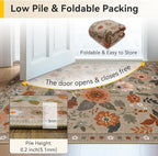 Floral 4x6 Area Rug Machine Washable Soft Print Boho Carpet Non Slip Doormat Low Pile Flower Area Rugs for Living Room Bedroom Nursery Kitchen Dining Room Indoor-Brown/Brick