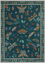 Lahome Insect Print 5x7 Area Rugs for Living Room, Soft Washable Rugs for Bedroom Ultra-Thin Non Slip Modern Rug, Stain Resistant Throw Rug Carpet for Office Nursery Dining Room(5'x7',Dark Green)