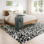 YIHOUSE Leopard Rug for Living Room, Black and White Cute Cheetah Print Rug Modern Washable Animal Printed Rugs for Bedroom, Girls Boys Dorm Room Nursery Room, Playroom, 6x9