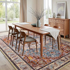 8x10 Large Area Rugs for Living Room, Washable Vintage Rugs-Low Pile Carpet, Non-Slip Soft Distressed Printed Patterns Rugs for Bedroom, Dining Room, Rust Brown