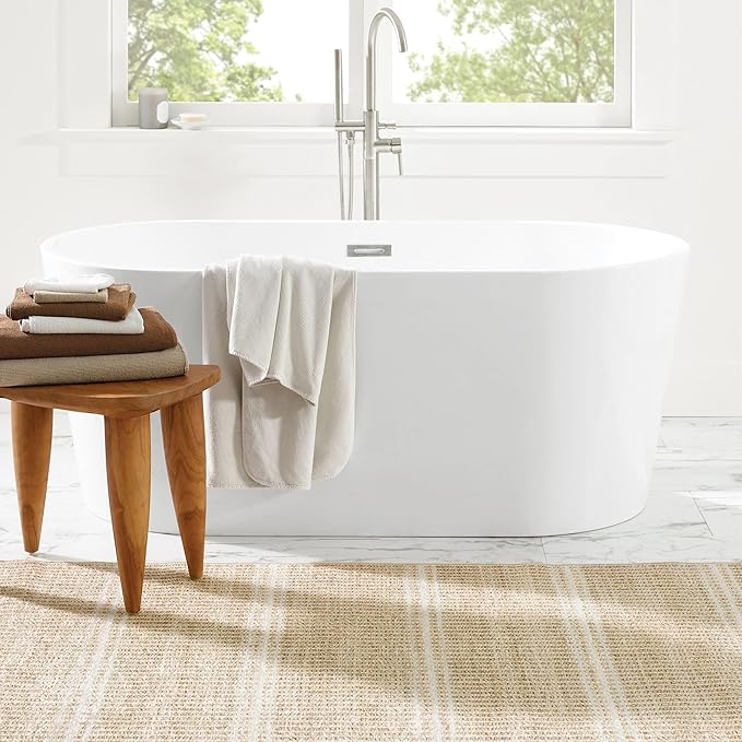 Dash and Albert Arbor Machine Washable Area Rug - 3' x 5' Neutral Stripe Washable Accent Rug Stain-Resistant, Anti-Slip, High Traffic Kitchen, Hallway, Mudroom
