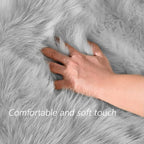 Latepis Washable 5x7 Grey Faux Fur Rugs for Living Room Soft Shag Rugs for Bedroom Perfect Sofa Floor Plush Rug Fluffy Carpet for Entertainment Room Home Décor