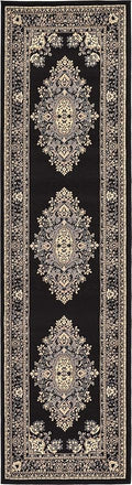 Unique Loom Reza Collection Traditional Persian Style Area Rug, 2 ft 7 in x 10 ft, Black/Beige