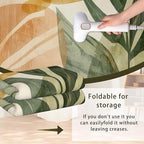Boho Tropical Leaves Washable Living Room Area Rug, Low Profile Abstract Pattern, 3x5 Non-Slip Backing Carpet for Kitchen, Bedroom, Dining Room