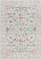 Lahome Boho Purple Floral 5x7 Area Rugs, Washable Rugs for Bedroom Nursery Decor, Soft Non-Slip Lavender Carpet for Kids Room Girls Playroom Living Room, Pale Lilac/Pink