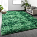 Large Shag Area Rugs 6 x 9, Plush Fuzzy Rugs for Living Room, Ultra Soft Fluffy Furry Rug for Bedroom, Indoor Carpet Nursery Rugs for Kids Room Home Decor, Tie-Dyed Emerald Green