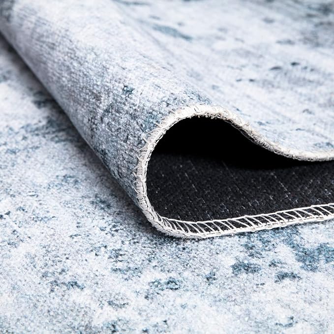 Bloom Rugs Caria Washable Non-Slip 6x9 Rug - Blue/Gray Modern Abstract Area Rug for Living Room, Bedroom, Dining Room, and Kitchen - Exact Size: 6' x 9'