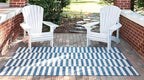 Unique Loom Outdoor Striped Collection Area Rug - Striped (4' 1" x 6' 1" Rectangle, Blue/Ivory)