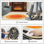 Boho Sun Area Rugs 8x10ft, Watercolor Mountain Area Rug for Living Room, Abstraction Deco Modern Rug with Double Sided Carpet Tape for Bedroom Men Room Decor