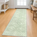 KILOCOCO Boho Kitchen Runner Rug 2x6 Washable Soft Runners for Hallways Non Slip Printed Distressed Laundry Room Rugs, Low-Pile Rugs for Entryway/Bedroom/Living Room, Grey Green