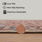 GLN Rugs Traditional Collection - Machine Washable Area Rug, Traditional Washable, Non Slip, Low Pile Chenille Rug, Living Room, Bedroom, Kitchen Rug (2'6" x 10' Terra/Multicolor 1168)