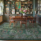 Lahome Floral Dark Green Area Rugs 8x10, Soft 8x10 Washable Rugs for Living Room Bedroom, Boho Non-Slip Forest Large Throw Carpet for Farmhouse Dining Room Office, Dark Green