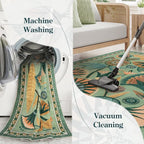 5x7 Floral Rug, Green Rug for Living Room, Washable Low Pile Bedroom Rugs, Non Slip Throw Rugs with Rubber Backing, Soft Carpet for Dining Room Home Office Playroom