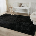 Andency 8x10 Area Rugs for Living Room, Black Non-Slip Fluffy Soft Large Shag Bedroom Carpet, Big Indoor Thick Nursery Rug for Kids Dorm Home Decor Aesthetic