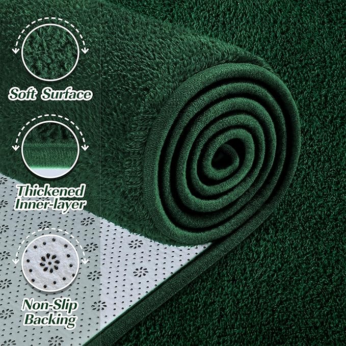 Large Area Rugs for Living Room Bedroom, 7x10 Feet Dark Green Rug, Minimalist Modern Shag Rug, Soft Thick Memory Foam Indoor Carpet, Non-Slip Washable Rug for Boys Girls Dorm Nursery Room Home Decor