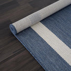 CAMILSON Outdoor Rug 5x7, Modern Outside Rugs for Patios Porches Waterproof Durable Washable Non-Shedding, Easy-to-Clean Indoor Outdoor Area Carpet (5 x 7, Bordered - Blue/White)