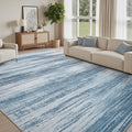 PADOOR Modern Abstract Area Rug - 8x10 Washable Rugs Non-Slip, Large Rug Ultra Soft Low Pile Rugs for Living Room Bedroom Dining Room Nursery Room Playroom Blue