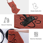 Smiry Dog Door Mat for Muddy Paws, Absorbent Dirt Trapper Non Slip Quick Dry Washable Chenille Mat for Mud Dogs, Entry Rug for Indoor and Outdoor (36x24 Inches, Maple Red and Black)