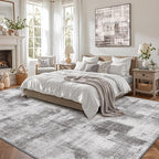 LUMI 8x12 Washable Low-Pile Area Rug for Living Room, Ultra Soft Modern Neutral Grey Rugs Non Slip with Rubber Backing, High Traffic, Stain Resistant Carpets, Ideal for Bedroom, Dining Room