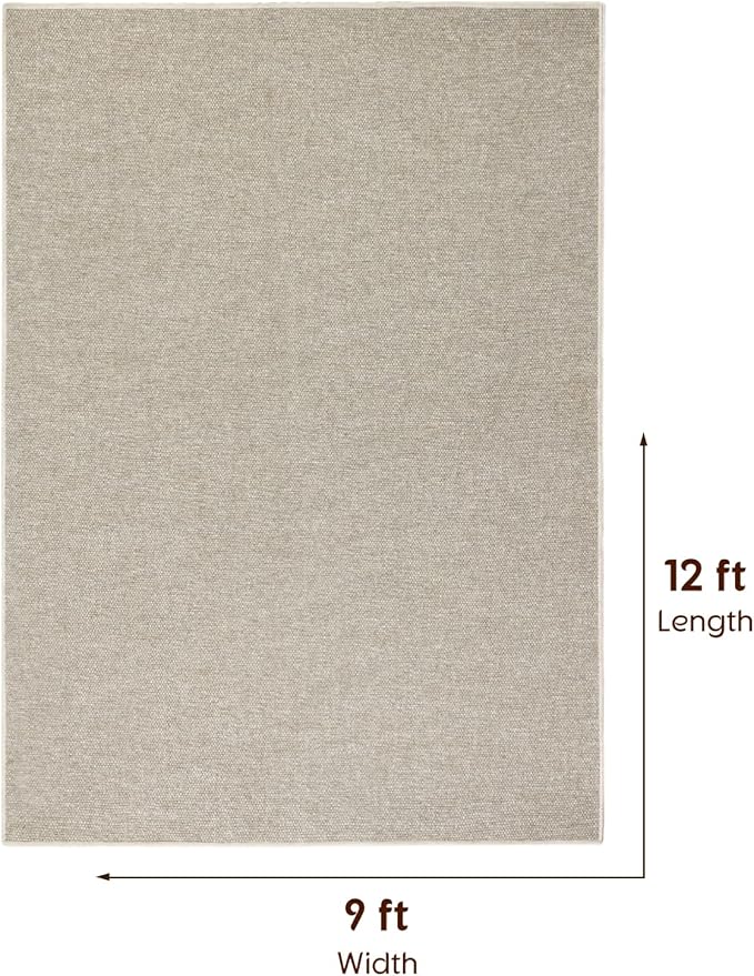 LBRO2M Easy Jute Solid Area Rug 9X12 Washable Rugs for Living Room Bedroom Natural Jute Look Indoor Outdoor Rug Durable, Solid Non Shedding Eco Friendly (9X12 Gray)