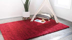 Unique Loom Solid Shag Collection Area Rug (7' 1" x 10' Rectangle, Cherry Red)