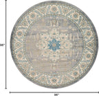 Unique Loom Salzburg Collection Classic Traditional Design Oriental Inspired Border Area Rug (8' 0 x 8' 0 Round, Gray/Beige)