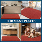 OLANLY Dog Door Mat for Muddy Paws 30x20, Absorbs Moisture and Dirt, Absorbent Non-Slip Washable Doormat, Quick Dry Chenille Mud Mat for Dogs, Entry Indoor Entryway Carpet for Inside Floor, Maple Red