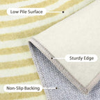 Bavni Area Rugs 8x10, Modern Soft Bedroom Rug, Machine Washable Rug Non Slip, Indoor Low Pile Large Rugs for Living Room, Dining Room, Beige Yellow Lines