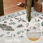 8x10 Area Rugs Living Room Rug: Vintage Washable Rug Floral Soft Carpet Indoor Floor Non-Slip Boho Stain Resistant Large Carpets for Bedroom Kids Nursery Dining Room Farmhouse Home Office Beige