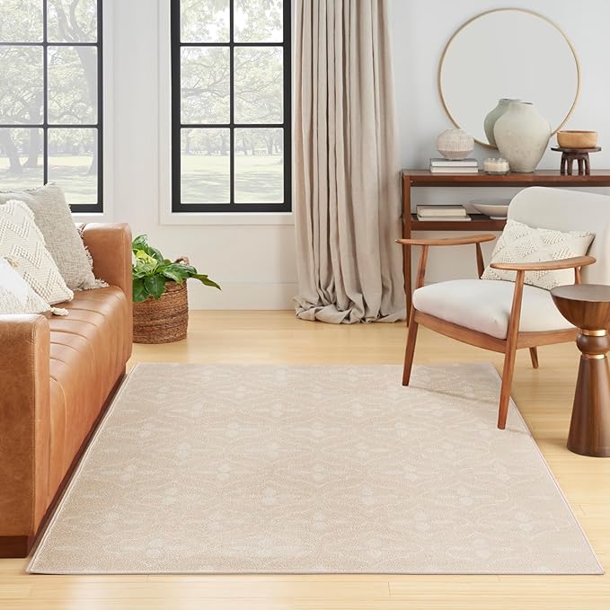 Nourison Home Nourison Essentials Ivory Beige 4' x 6' Area Rug - Easy Clean, Non Shedding, Bed Room, Living Room, Dining Room, Kitchen (4' x 6')