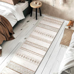 BESTSWEETIE 2x8 Area Rugs for Living Room Washable Moroccan Farmhouse Neutral Geometric Low Pile Non-Slip Soft Print Pattern Rug for Bedroom Kitchen Dining Room Entryway Cream/Brown/Pink