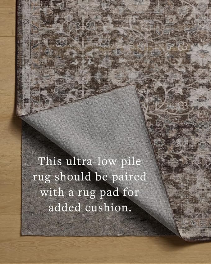 Loloi Amber Lewis Josie Collection JOS-02 Earth/Natural 5'-0" x 7'-6", .13" Pile Height, Low Profile, Machine Washable, Accent Rug