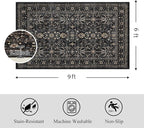 Area Rug Non Slip Machine Washable Ultra Soft Living Room/Bedroom/Kitchen/Outdoor/Classroom Black Grey, 6'×9'