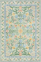 Morebes Boho Washable 6x9 Area Rugs for Living Room, Soft Vintage Floral Girls Bedroom Rug Non Slip, Indoor Floor Carpet for Nursery Kids Playroom Home Office, Green/Multi