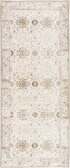 ReaLife Rugs Machine Washable Area Rug Runner - Living Room Bedroom Bathroom Kitchen Entryway Office - Padded Low Pile Stain Resistant Premium - Boho Farmhouse Vintage - BEV - Beige 2'6" x 6'