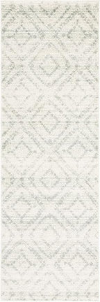SAFAVIEH Adirondack Collection Runner Rug - 2'6" x 10' Runner, Ivory & Green, Modern Diamond Distressed Design, Ideal for High Traffic Areas in Living Room, Bedroom, Dining (ADR131X-210)