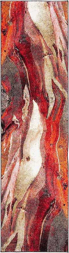 SAFAVIEH Glacier Collection Runner Rug - 2'3" x 18', Red & Multi, Modern Abstract Design, Non-Shedding & Easy Care, Ideal for High Traffic Areas in Living Room, Bedroom (GLA126A)