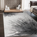 Lahome Mordern Black Rug for Living Room - Washable Area Rugs 5x7 Non-Slip Soft Rug for Bedroom, Abstract Print Ultra-Thin Stain Resistant Carpet for Dining Room Office Entryway