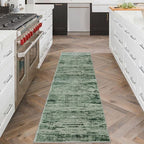 Modern Abstract Runner Rug 2x6, Forest Green Washable Kitchen Runner Non-Slip Soft Hallway Rug Runner Thin Print Faux Wool Carpet for Entryway Bedroom Laundry Room Indoor Home Decor