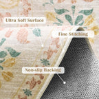 jinchan Round Rug 6ft Area Rugs Vintage Floral Distressed Design, Machine Washable Soft Non-Slip Low-Pile Ultra-Thin Circle Rug for Bedside Living Room Dining Room Bedroom (6' Round, Apricot Multi)