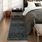 Lahome Moroccan Black Area Rug Non-Slip Low-Pile Washable Entryway Rug Kitchen Bath Mat 2'x4' Geometric Print Carpet for Hallway Bedroom